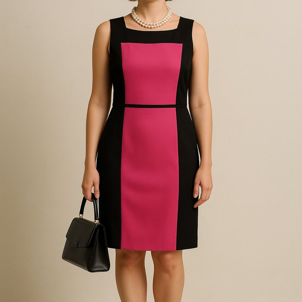 Banana Republic Pink and Black Colorblock Mini Dress